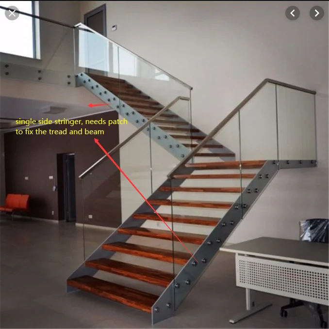 Open Wood Curved Staircase Design Glass Handrail Stainless Steel Railing Metal Contemporary Indoor Stairs details