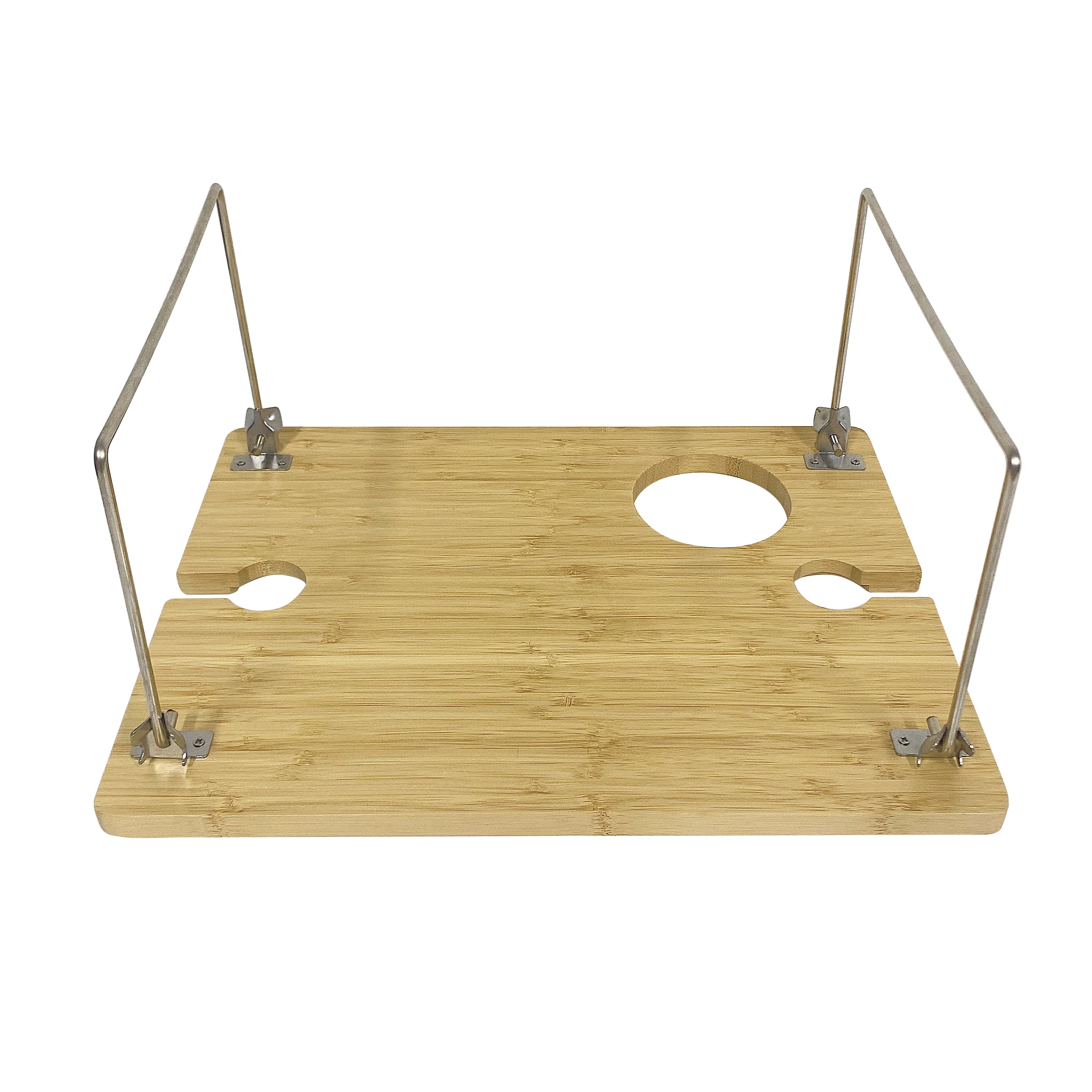 Outdoor Portable Bamboo Wooden Picnic Wine Eating Table Folding Wine Table With Bottle Glass Holder