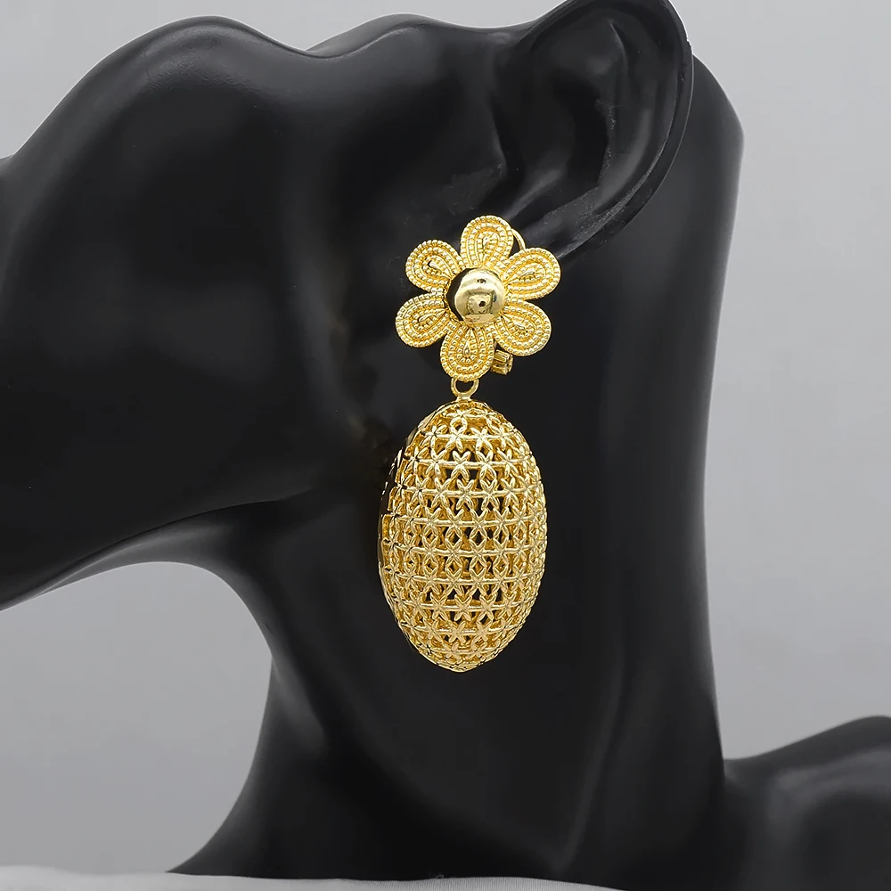 Fashion 24k Gold Plated Wholesale Dubai Gold Stud Earrings Jewelry For