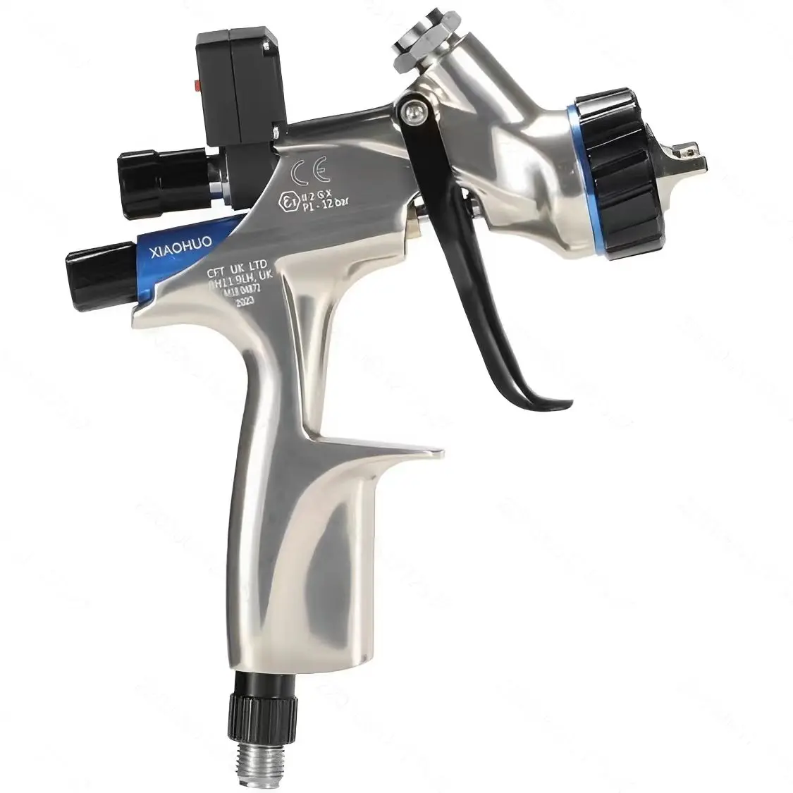 High Pressure V1 600ML CUP Digital Basecoat Paint Spray Gun Silver/Olive/Black Pneumatic Power Source for Painting - Image 4