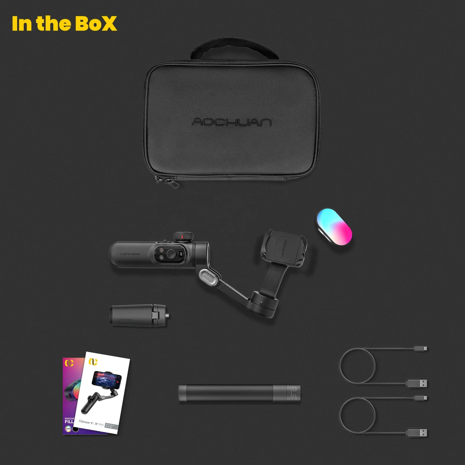 Gimbal Stabilizer Phone Handheld AI Gimble Smartphone Video Vlogging Inception Mode LED Light Focus Zoom Wheel Movie