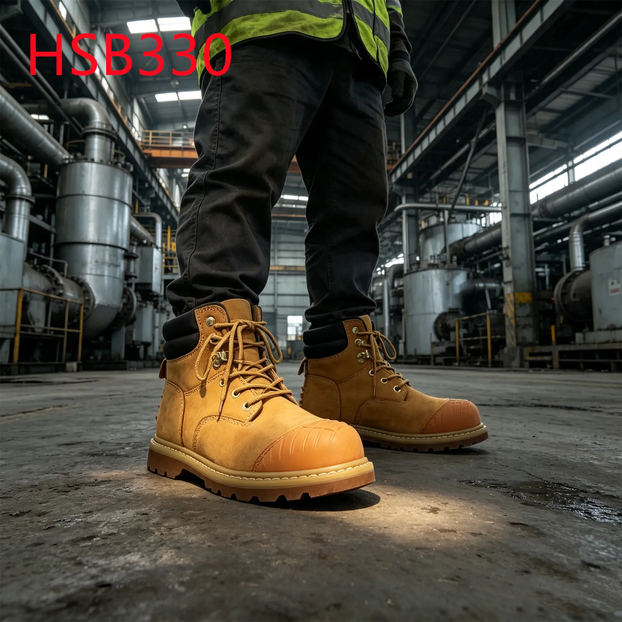 ZYF,Anti-deodorant Goodyear Rubber Outsole Hua Singh Work Boots Machine Shops Smash Resistant Honey Color Safety Shoes HSB330