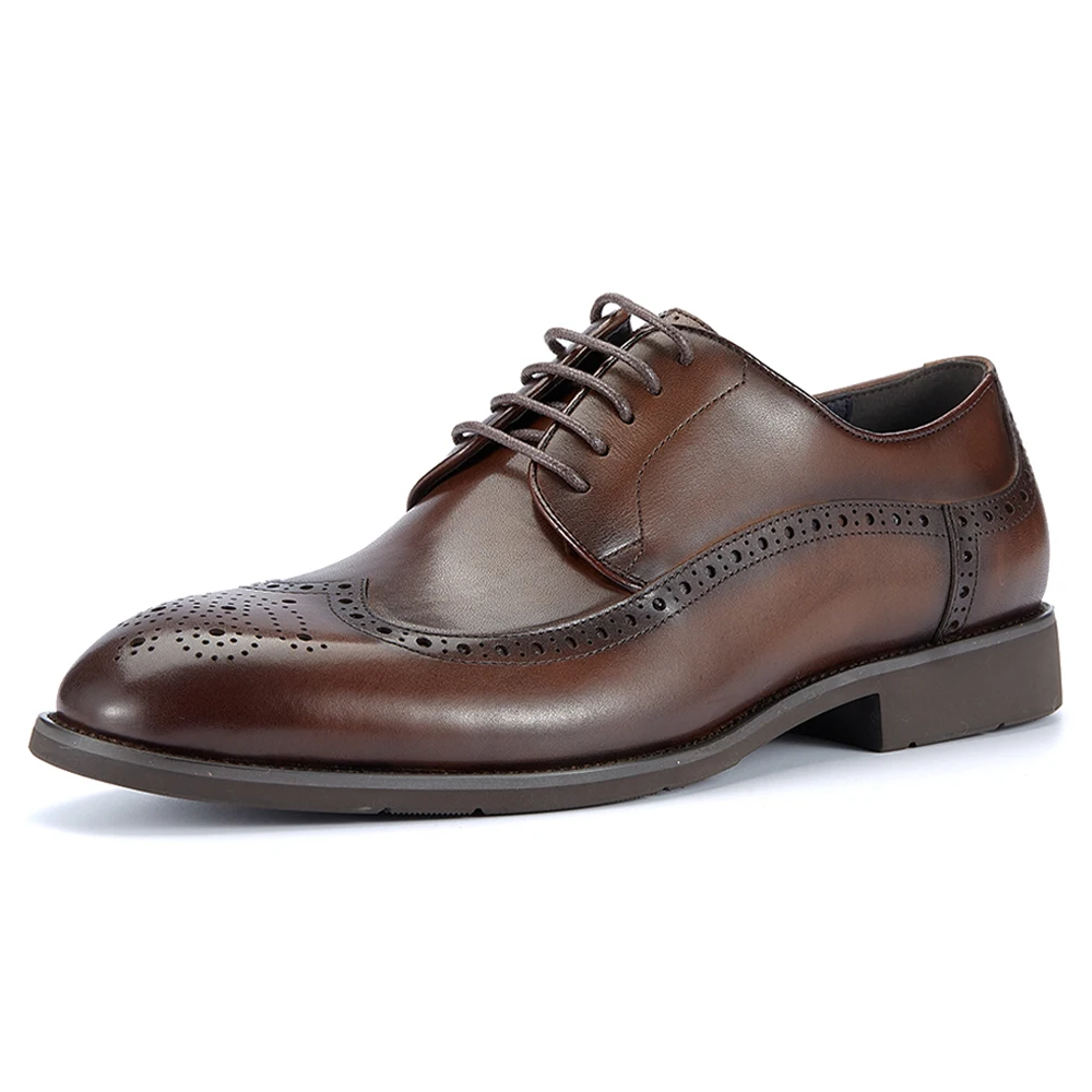 vintage dress shoes Ferro Aldo Julian Mfa19266a Mens Wingtip Two Tone Oxford Plaid Spectator Dress Shoes, in Cognac Plaid, Men's Size 8.5 main image 1