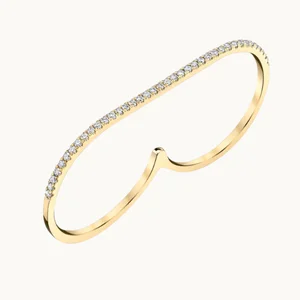 Wholesale Minimalist 925 Sterling Silver Cubic Zirconia Double Finger Band Ring Waterproof Two Finger Ring