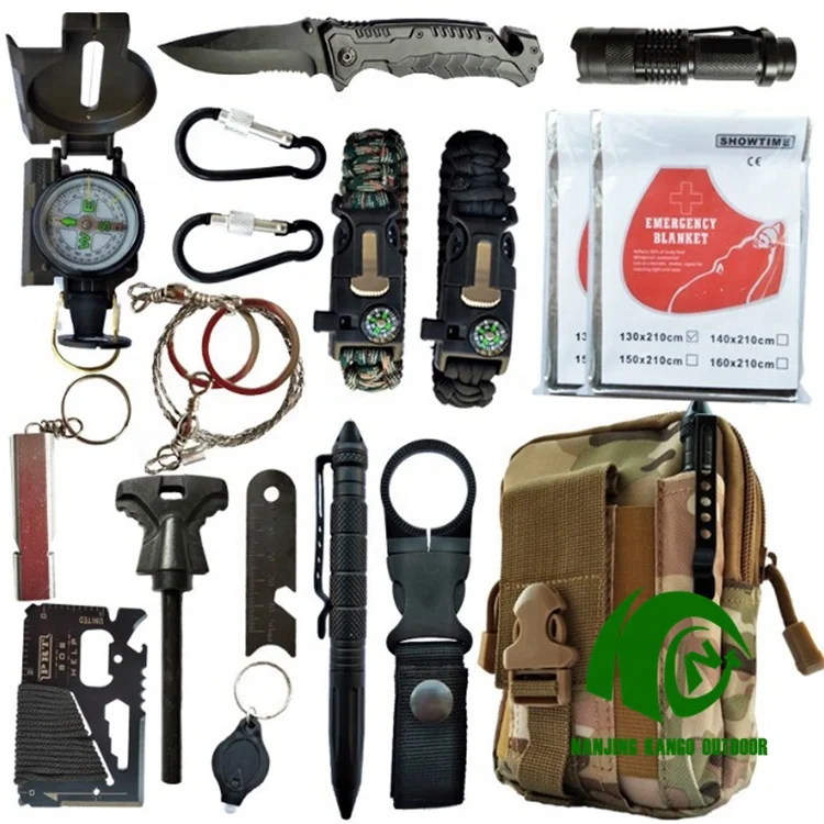 Outdoor Survival Gear Kit Military Camping Tools Emergency Sos First Aid Kit Tac
