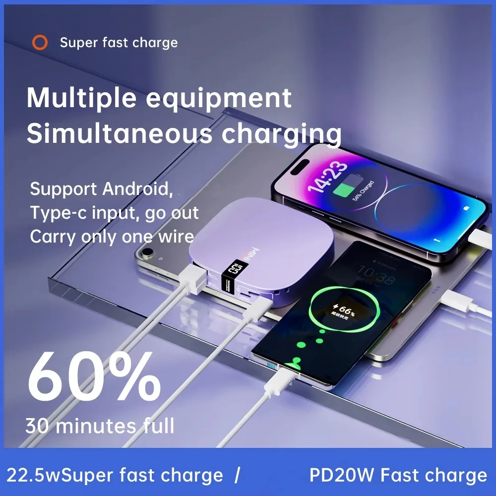 Best Selling Unique 2025 Trending Technology 10000mAh Number Display Products Sharing Portable Square Shape Mini Powerbank