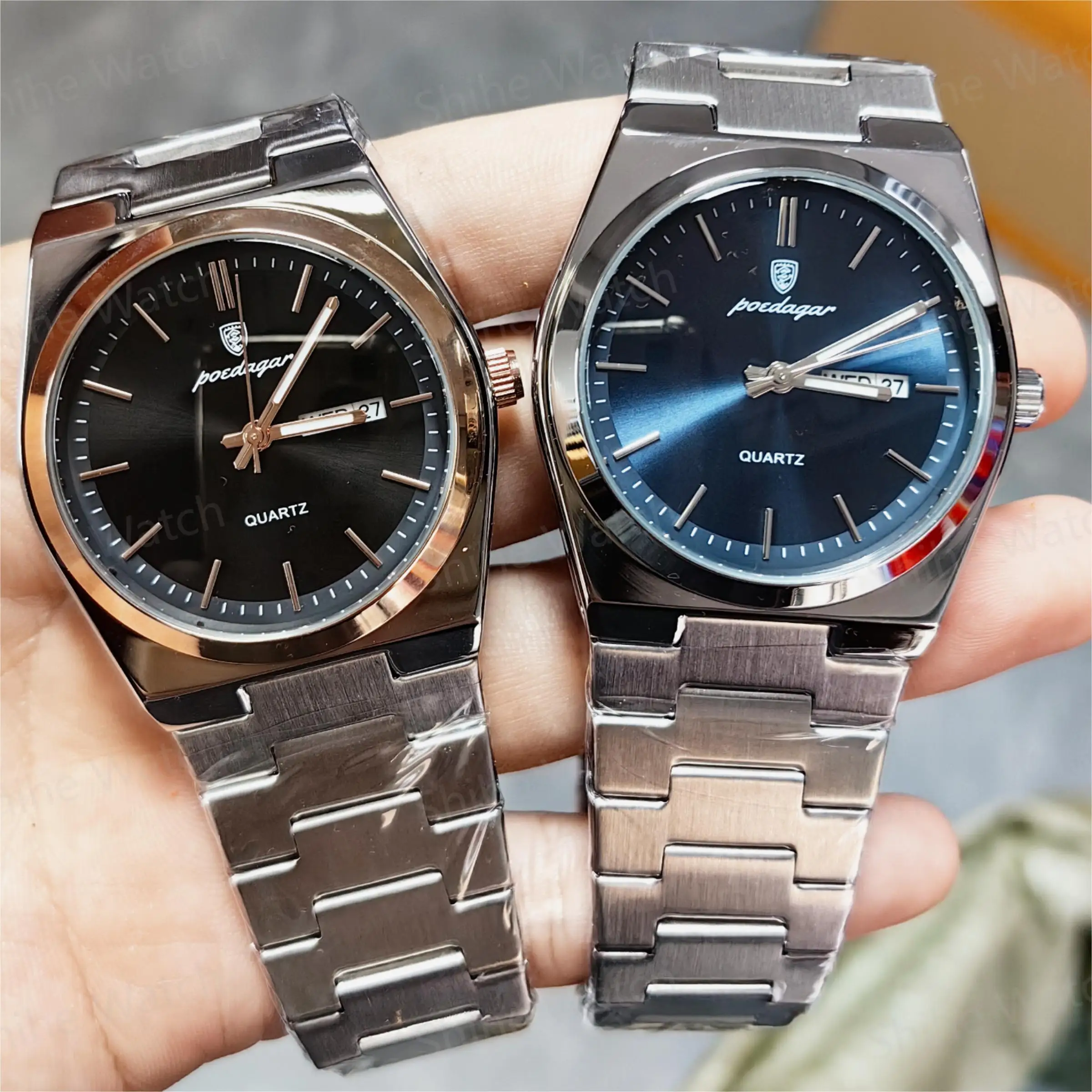 POEDAGAR 930 Men New Luxury Watch Waterproof Luminous Date Week Stainless Steel Watch Re aperçu 3