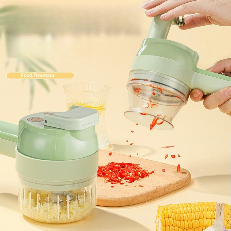 Md45 4 in 1 Handheld Electric Vegetable Cutter Set Food Chopper Meat Grinder Machine Food Peel Slice