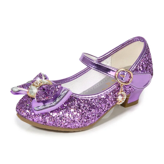 Hot selling sequins girl princess party shoes dress high heels girl crystal shoes - Image 4