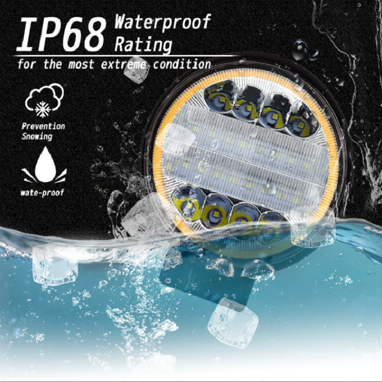 
Прямые продажи от производителя, Автомобильные светодиодные рабочие фары 72 Вт, круглые двухцветные белые и желтые Прожекторы для обслуживания автомобильных фар 