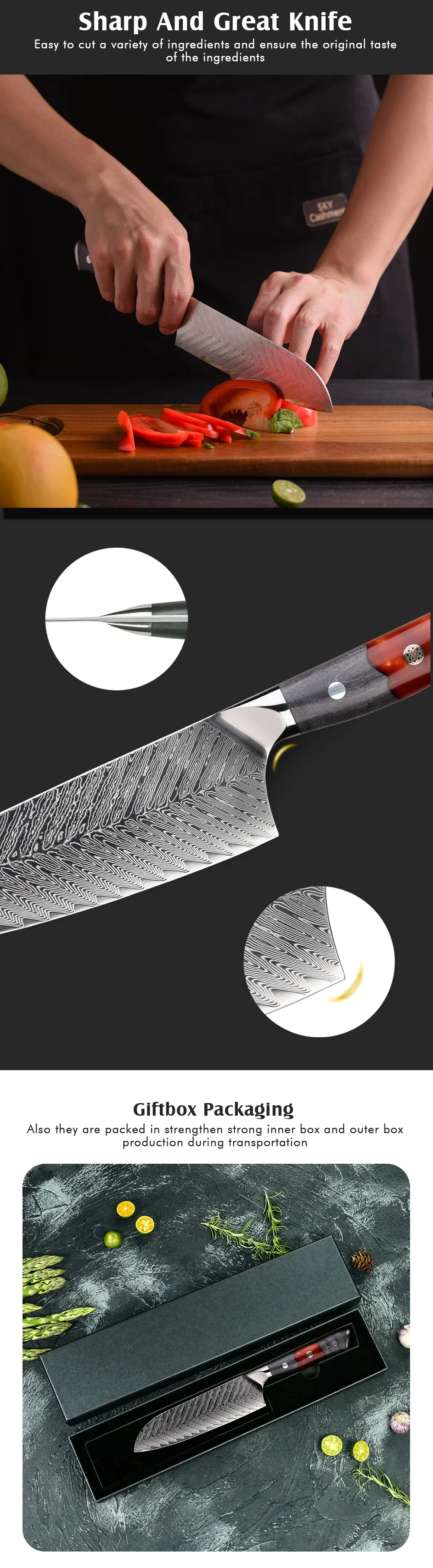 Wholesale Real Damascus Kitchen Santoku Knife With Packaging Buy Real Damascus Kitchen Knife