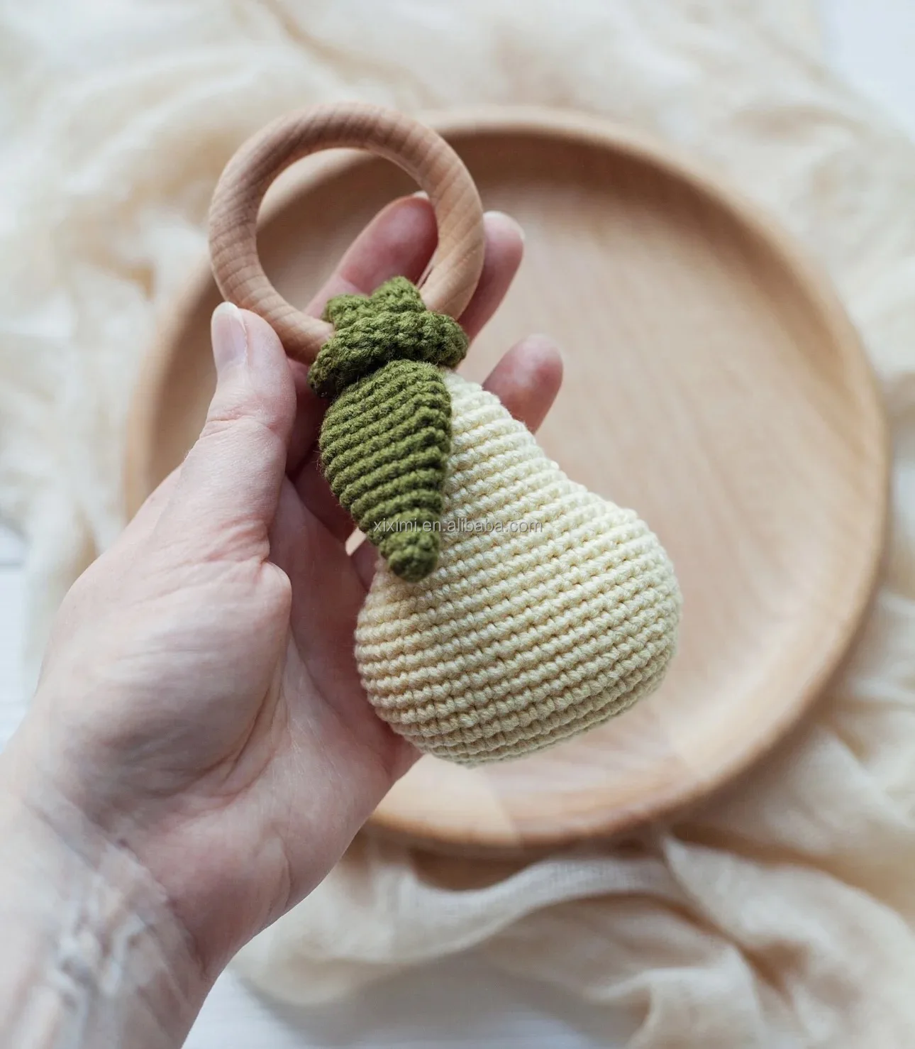 Sonajero de Ganchillo para Bebé Recién Nacido, Diseño 2023, Mordedor de  Limón, Juguete Educativo, Sonajero de Anillo de Madera Hecho a Mano, Regalo 