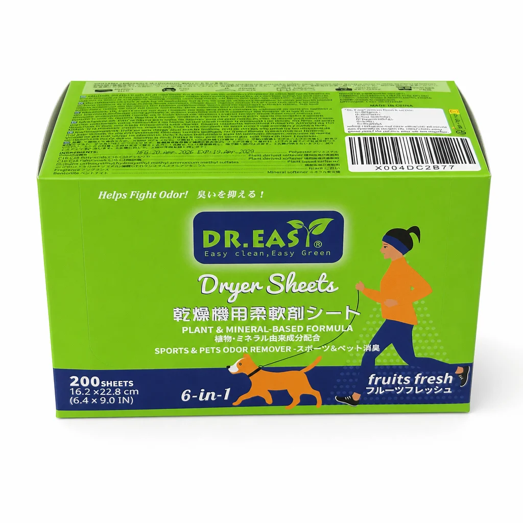 OEM Free Sample 6-in-1 Sport&Pets Odor Remover Dryer Sheets Anti-static Fabric Softener Dryer Sheets
