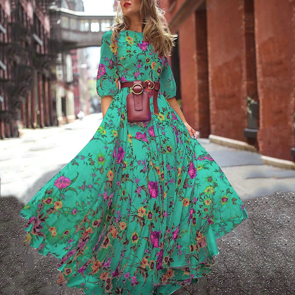 Shop Our New Round Neck Big Swing Floral Print Dresses