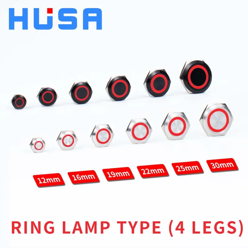 1pcs Electric Waterproof Power Led Light Momentary Mini Push Button Switch 12/16/19/22/25/30 mm Pressure Switches,Blue Led 12mm Flat Head,12-24V, Momentary Black