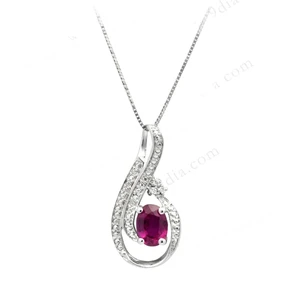 Women's Classical Natural Ruby 925 Sterling Silver Necklace Pendant-Gift for Party & Anniversary