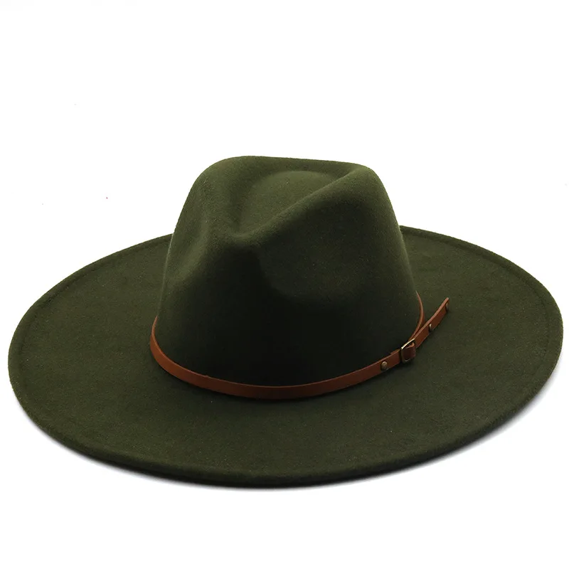 Cappello Da Cowboy Occidentale A Tesa Larga In Feltro Da Donna Per Gli Uomini Panama Fedora Lana Caps, Nero-senza Coulisse, M - Foto 2