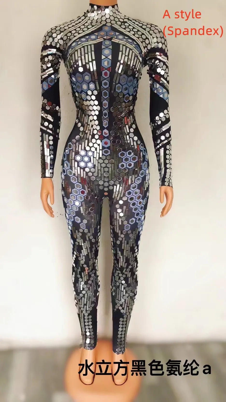 Sparkly Sequined Mesh Bodysuit Plus Size Dance Leotard Stage Performance Wear Women Sexy Club Party Bodycon One Piece Jumpsuit
