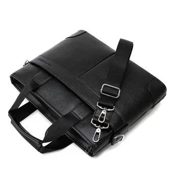 Custom Logo 15.6 Inch Vintage Genuine Leather Briefcase Luxury Business Computer Bag Cotton Lining Waterproof Casual Man's Style