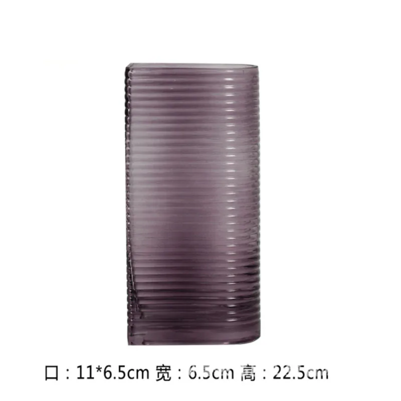 Horizontal Striped Rectangular  Glass Vase
