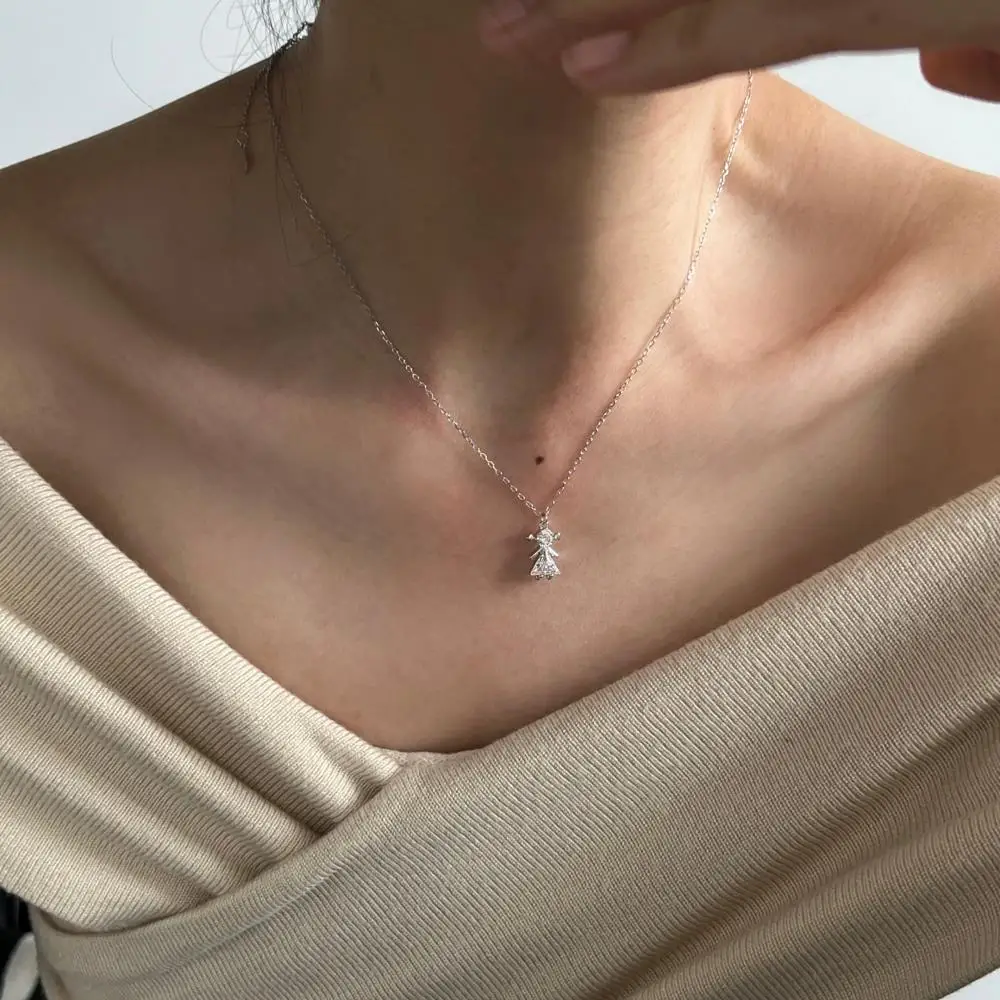 KAKODIY little girl doll pendant luxury 18K gold plated zircon necklace 925 sterling silver jewelry detail 8