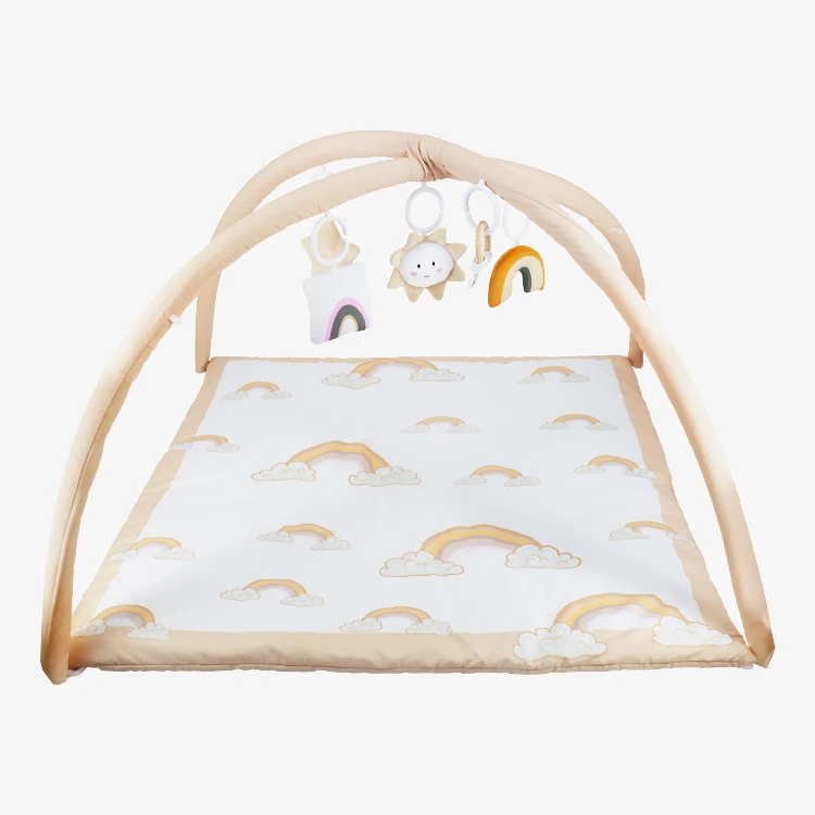 Tummy Time Activity Mat,Macrame Baby Play Gym Mat With 5 Detachable