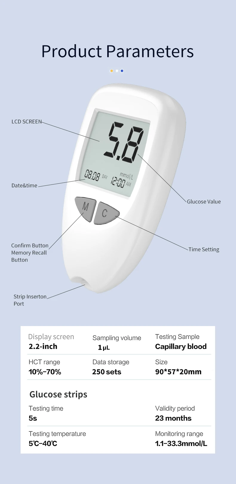 product factory electric blood glucose meter for elderly high blood sugar test strip with lancet detector health monitor and analysis-9