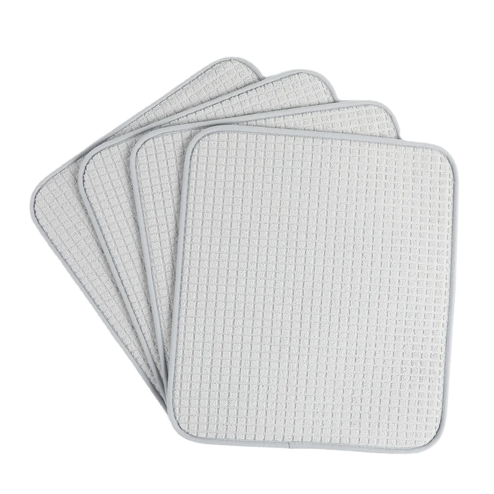 Microfiber Dish Drying Mat Heat Resistant Absorbent Washable Mat for Bottle Rack Kitchen Counter Shelf Fridge Drawer Liner
