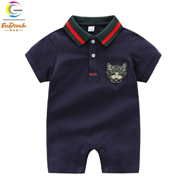 Трикотажная одежда для маленьких мальчиков, летняя хлопковая одежда с вышивкой в виде кошки, праздничная Мягкая Белая и темно-синяя одежда