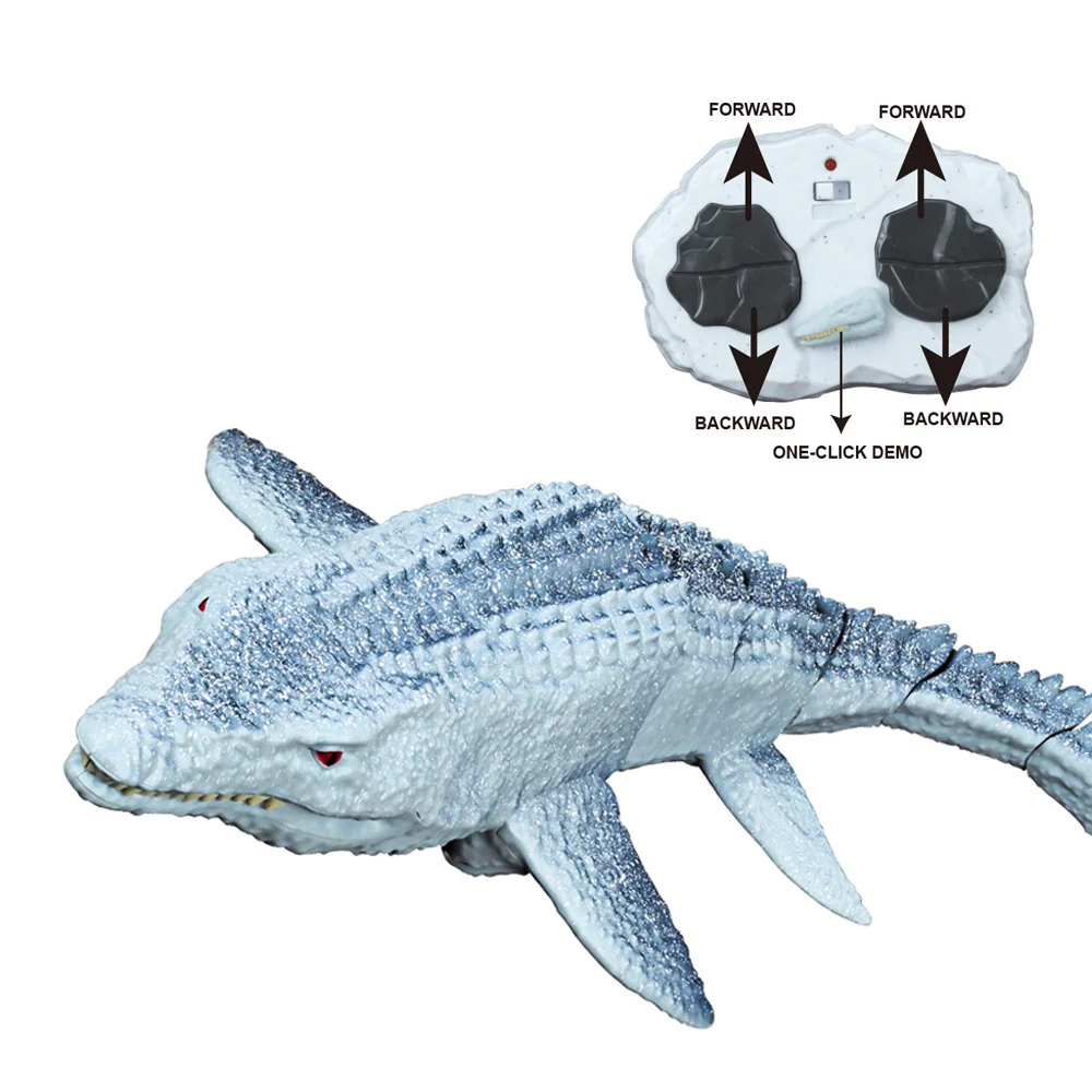 Luckytoys Remote Control Mosasaurus Shark Pool Toys with Rechargeable Battery Remote Control Dinosaur Toys for Kids