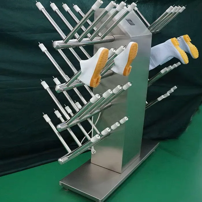 Space-saving electric stainless steel shoe rack for boot drying and disinfection