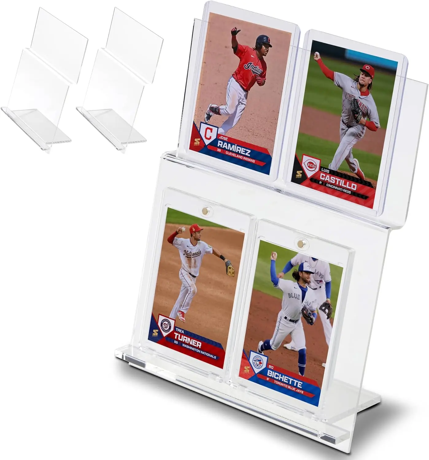 3-Pack Acrylic Toploader Sports Card Display Rack Tabletop d Holder Case for 12 Cards Graded Baseball Trading Card Slab