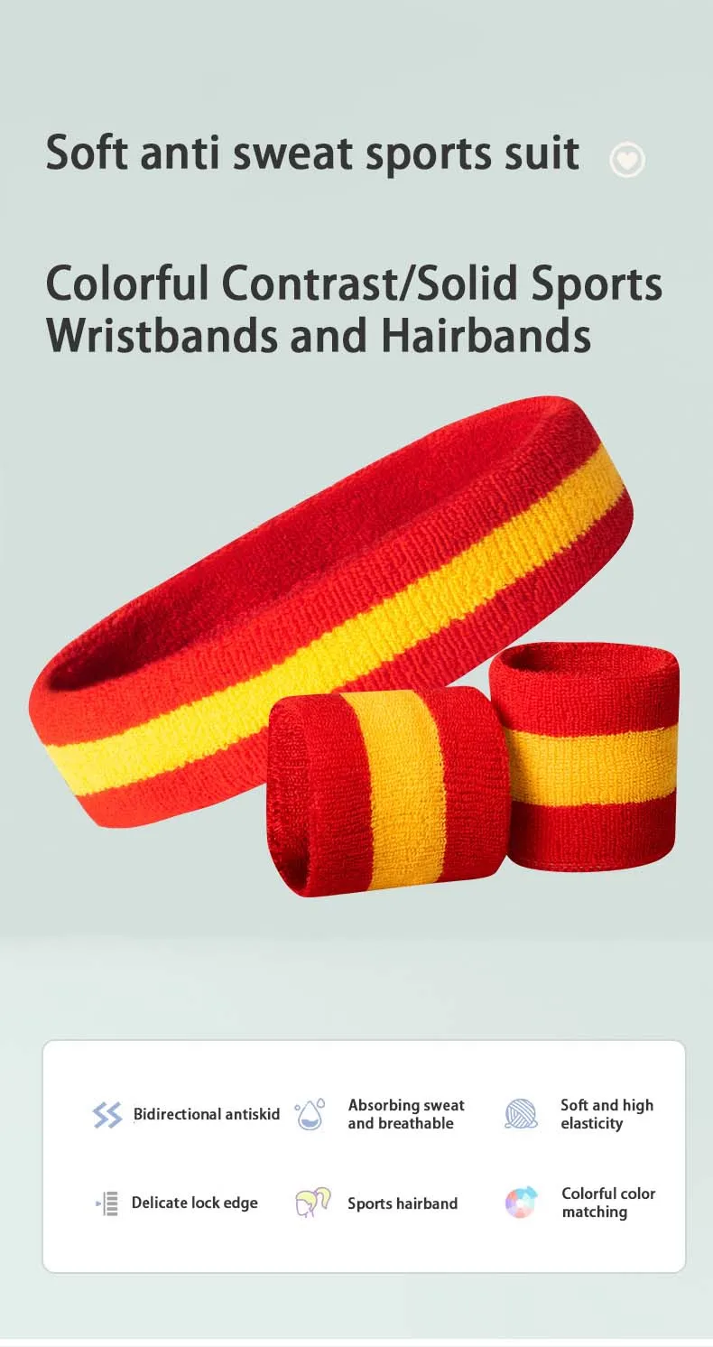 Logo Custom Colorful Basketball Headband Solid Color 3 Pieces Bracer
