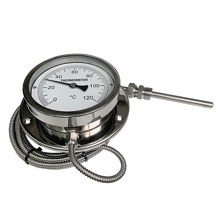 110mm Stainless Steel Capillary Type Bimetallic Stemmed Thermometer