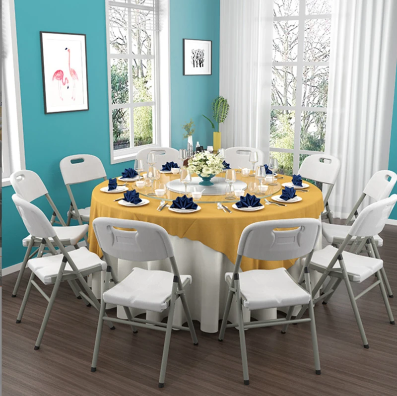White Round Plastic Foldable Wedding Banquet Table Folding Tables And