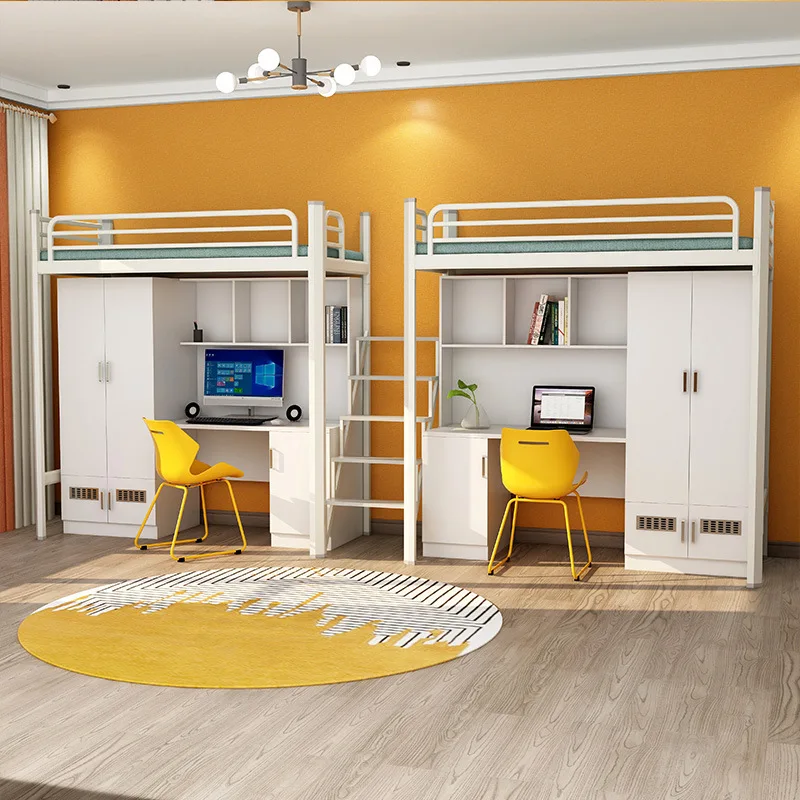 Durable Double Bunk Dormitory Bed High Quality Steel Wood Iron Metal for College Students Hotel & School Bedroom Application