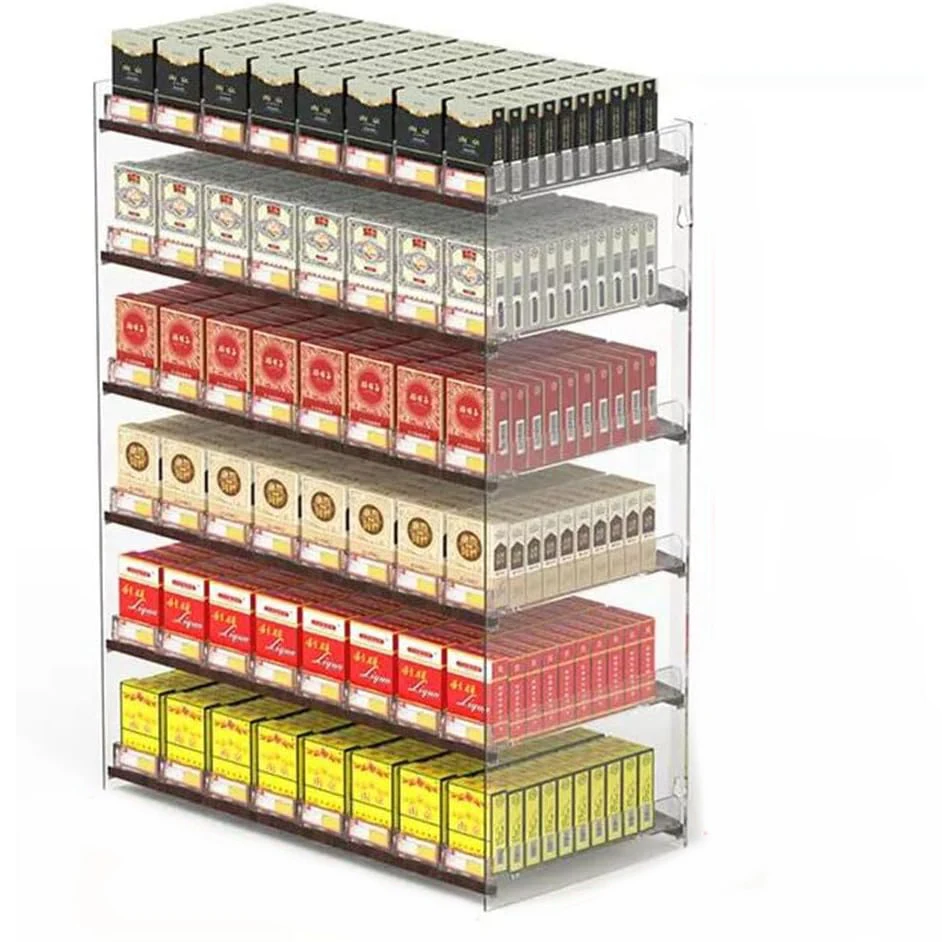 cigarette tier Custom 2-Tier Acrylic Tobacco Display Rack Clear Cigarette Storage Stand  with Wall Mount Acrylic Rack for Storage
