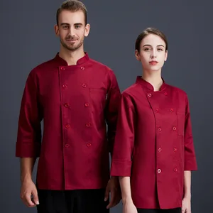Wholesale Breathable Custom logo Unisex Kitchen Long Sleeve Restaurant Uniform Baker Cafe Cooking Cook Jacket Chef Coat