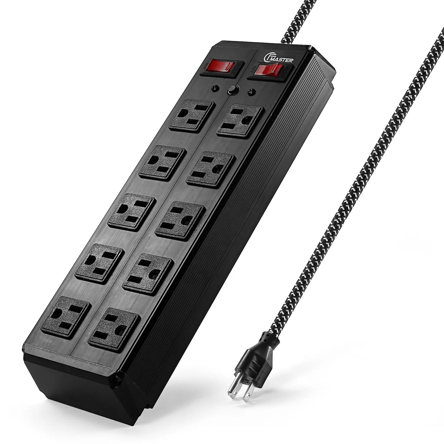 Power Strip,YOTOC 10 Way Outlet Multi Plug Electric Socket Extension Lead Tower 