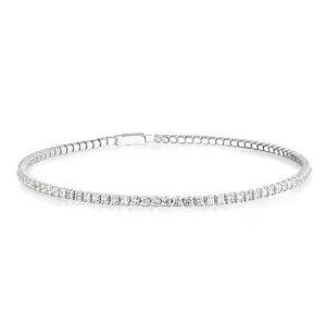 925 Sterling Silver Extra Thin Tennis Bracelet with Liquid CZ Classic Style for Parties