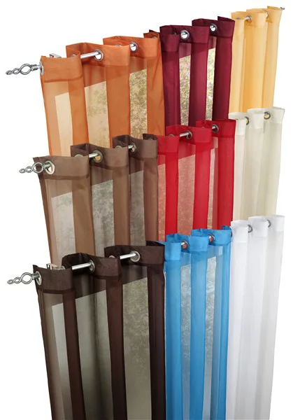 Wholesale Modern Style Ready Made Cheap White Color Living Room Organza Voile Sheer Curtains With Eyelets