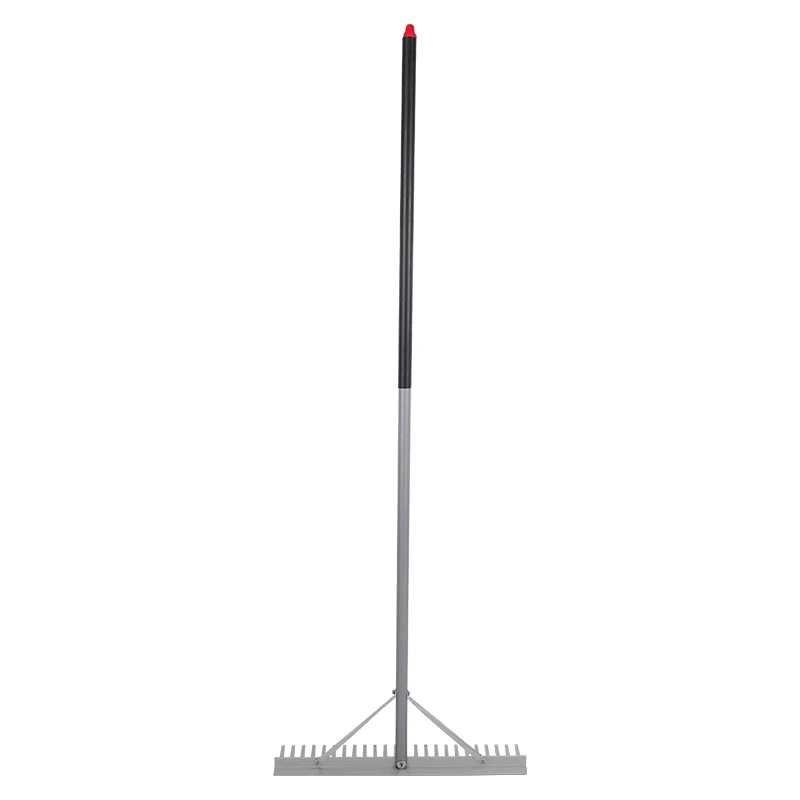 Anodized Aluminum Rake Head 28mm Powder Coated Steel Tube Handle Rake