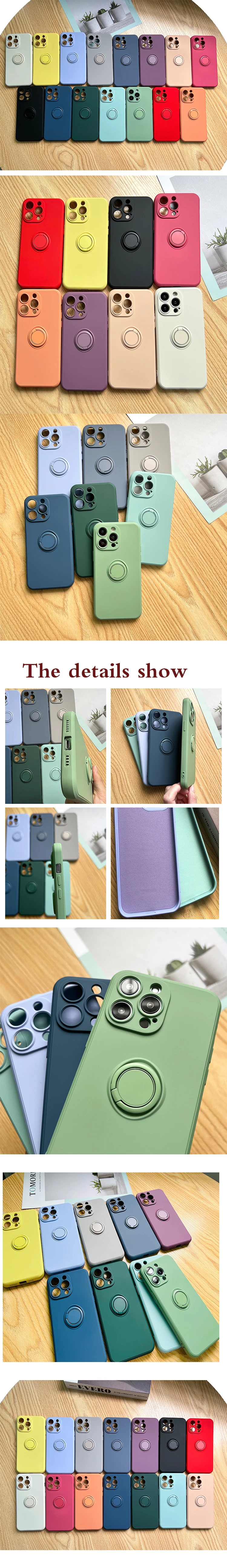 Soft TPU Magnetic Ring Kickstand Protective Case For iPhone 14 Pro Max Anti-fingerprint Mobile Cover