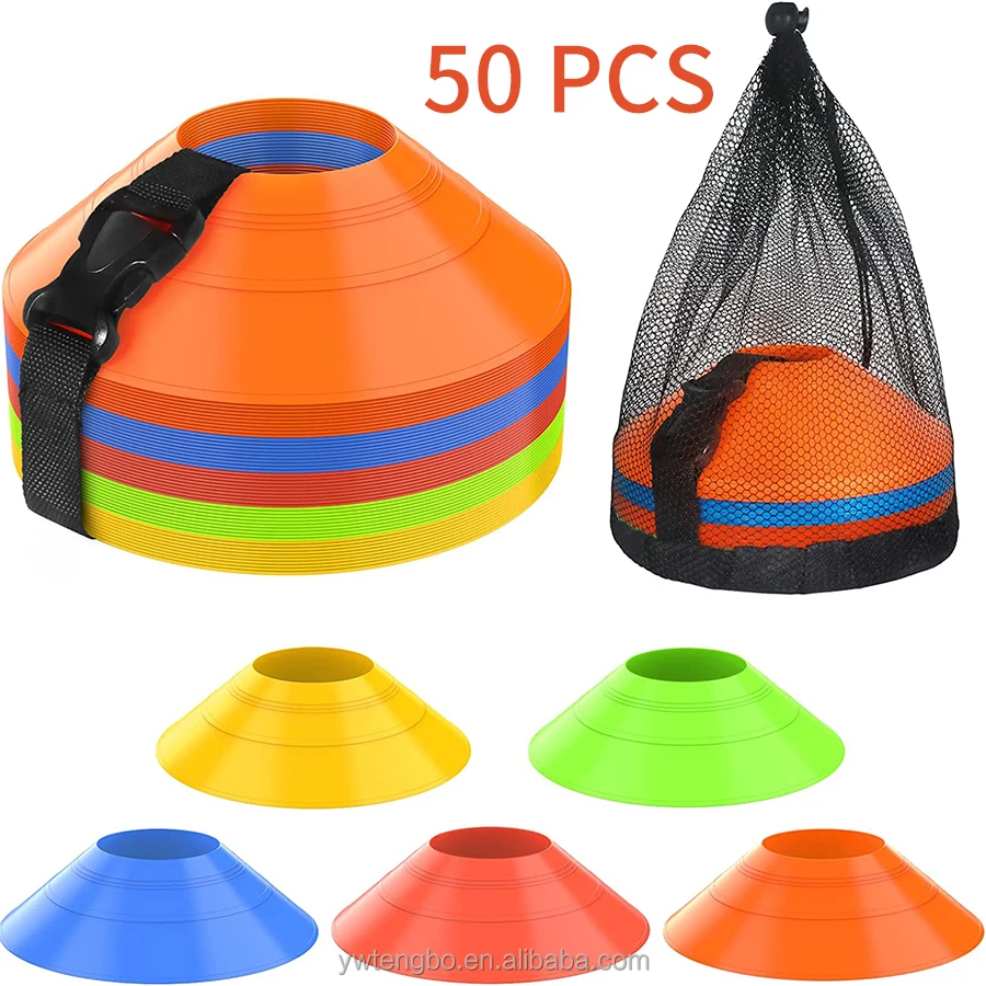 50pcs Flat Field Cones Non Slip Rubber Agility Markers Flat Field Cones