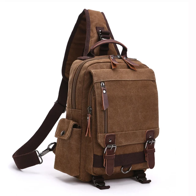 Canvas Shoulder Backpack Travel Rucksack Sling Bag Cross Body Messenger ...