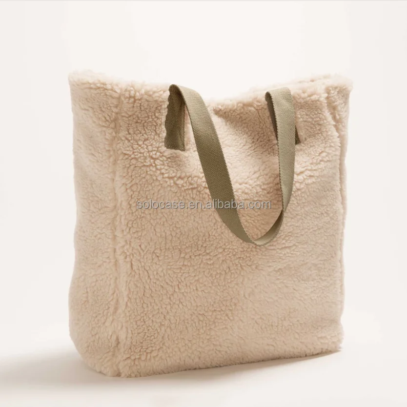 Winter Teddy Plush Texture Tote Bag