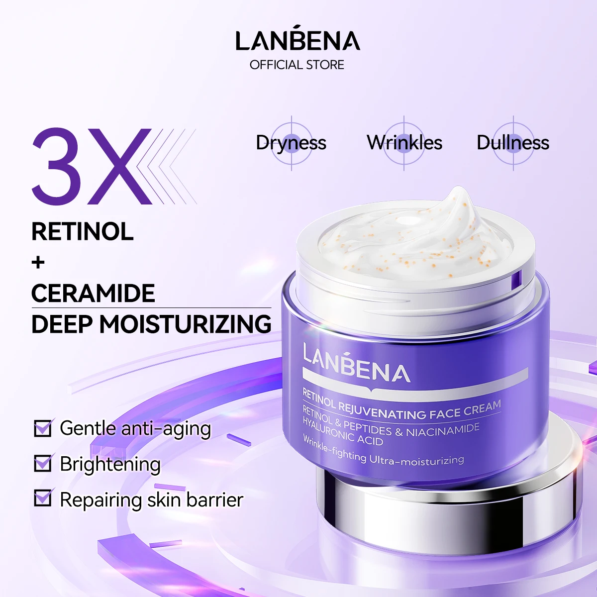 Lanbena New Retinol Organic Face Cream for Skin Lightening & Deep Moisturizing Custom Whitening Face Cream