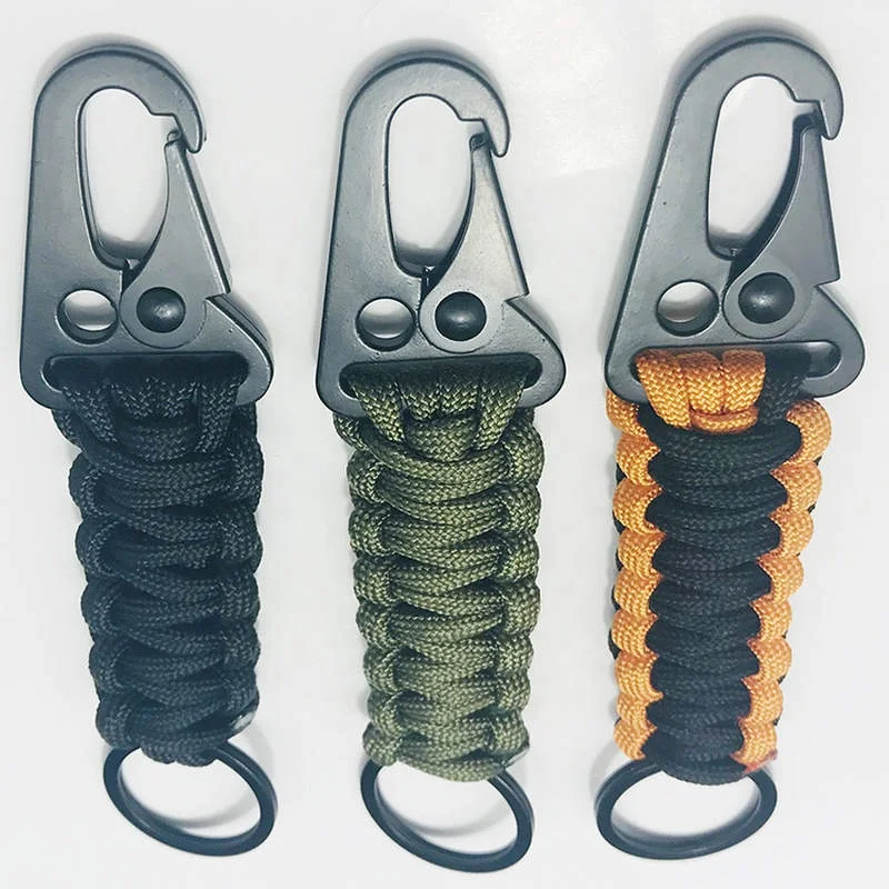 Outdoor Camping Kit Paracord Cord Keychain Military Emergency Rope Carabiner 