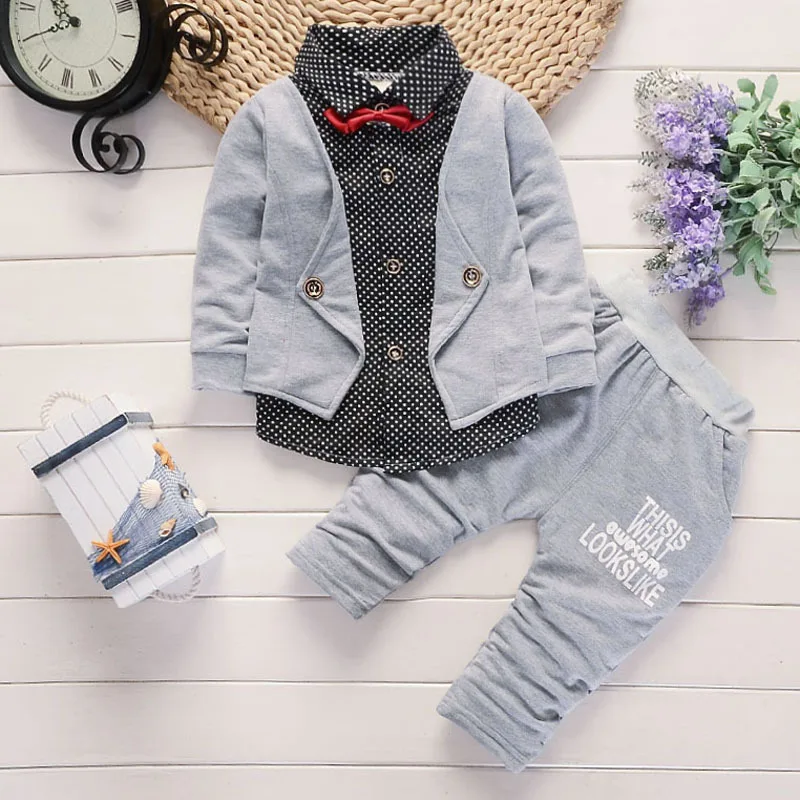 Hot Selling Spring Baby Boy Clothing Set 2pcs Gentlemen Suit Baby Boy