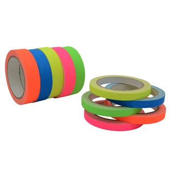 5 rolls colors in a pack wholesale factory 25mm uv blacklight cotton cloth fluorescent non reflective neon gaffer usa spike tape